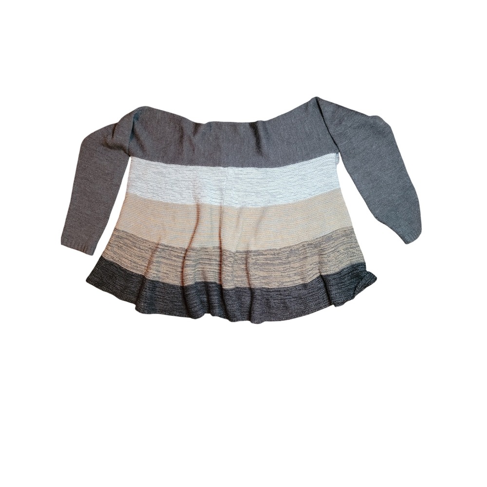 Charter Club‎ Shrug Sweater Womens P/S Grey Colorblock Good Tie Front Bolero